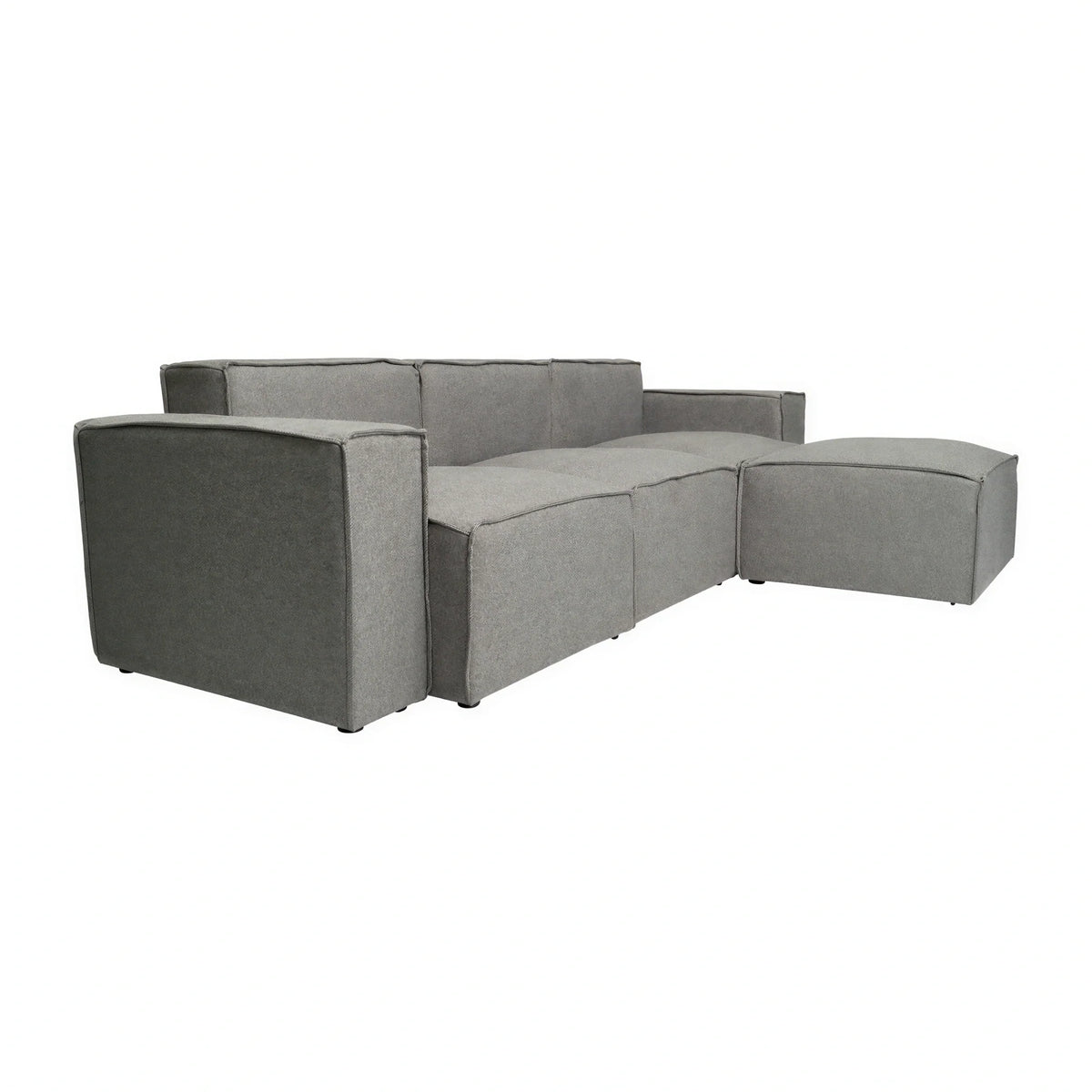 Modular Sectional Sofa & Ottoman — Gray, 4 Pieces