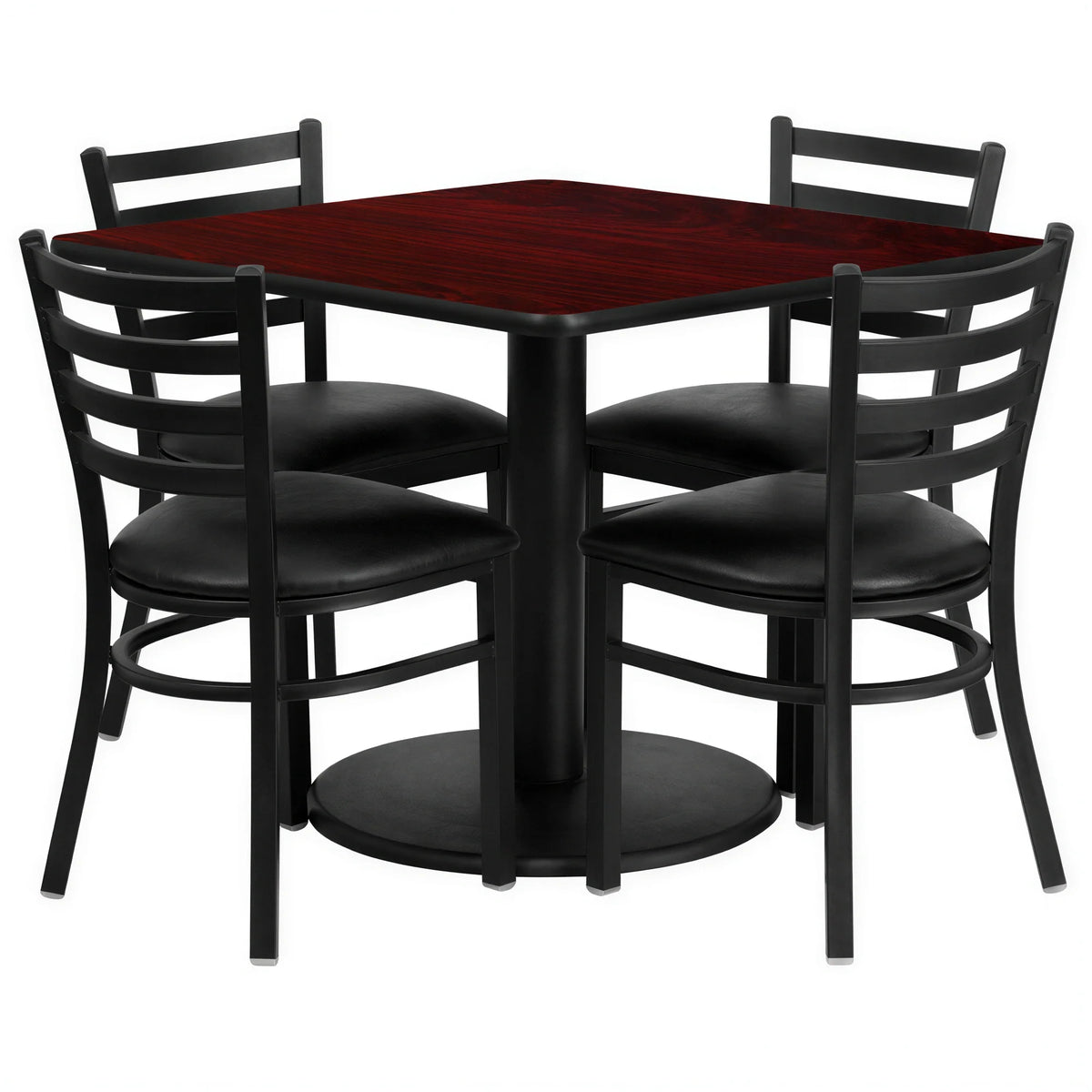 Square Dining Table & 4 Chairs — 36″, Mahogany