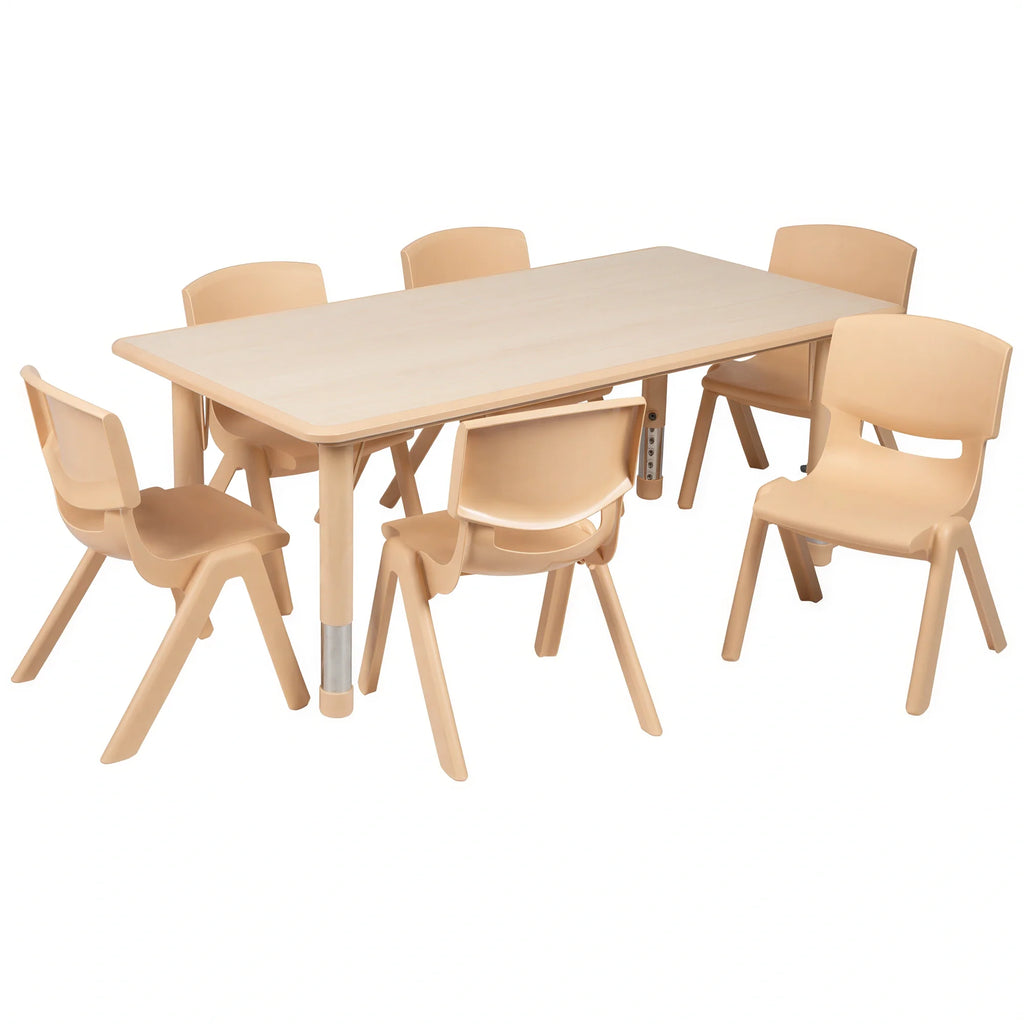 Rectangular Activity Table & 6 Chairs (YU-YCY-060-0036-RECT-TBL-NAT)