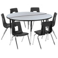 Round Activity Table & 6 Chairs — 60″, Gray/Black (XU-GRP-16CH-A60-HCIRC-GY-T-A)