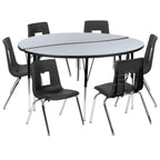 Round Activity Table & 6 Chairs — 60″, Gray/Black (XU-GRP-16CH-A60-HCIRC-GY-T-A)