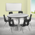 Round Activity Table & 6 Chairs — 48″, Gray/Black (XU-GRP-16CH-A48-HCIRC-GY-T-A)