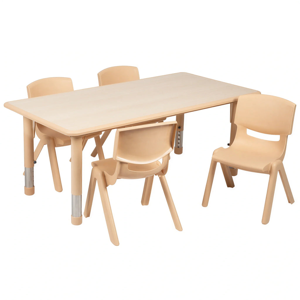 Rectangular Activity Table & 4 Chairs — Natural (YU-YCY-060-0034-RECT-TBL-NAT)