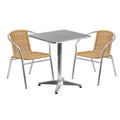 Square Dining Table & 2 Chairs — Beige (TLH-ALUM-24SQ-020BGECHR2)