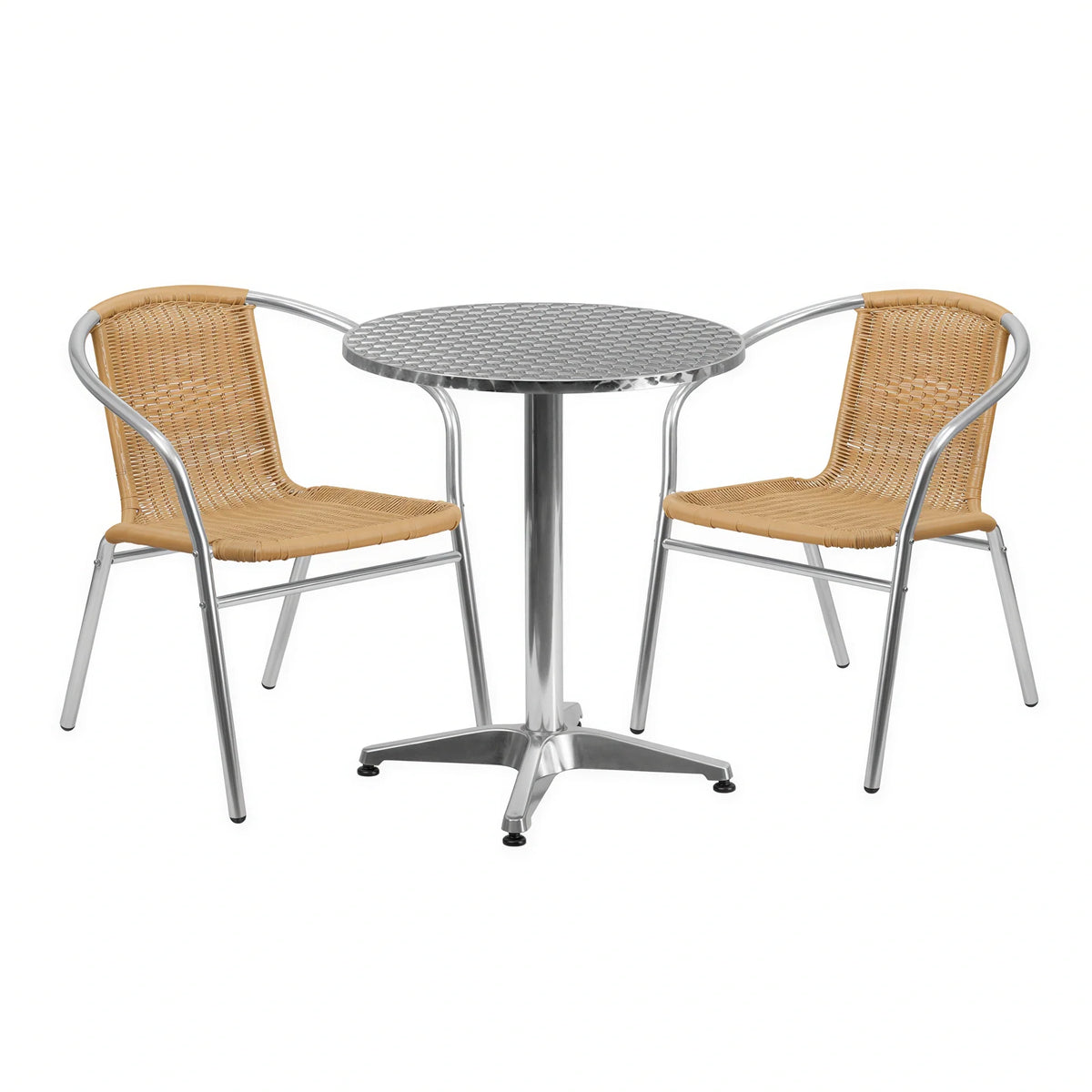 Round Dining Table & 2 Chairs — 27-1/2″, Beige