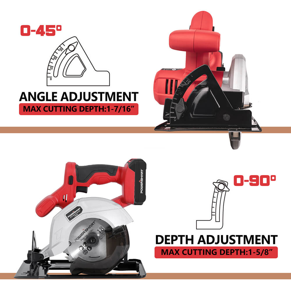PowerSmart Cordless Circular Saw — 20V, 5½″, Battery & Charger