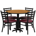 Round Dining Table & 4 Chairs — 36″ (HDBF1007)