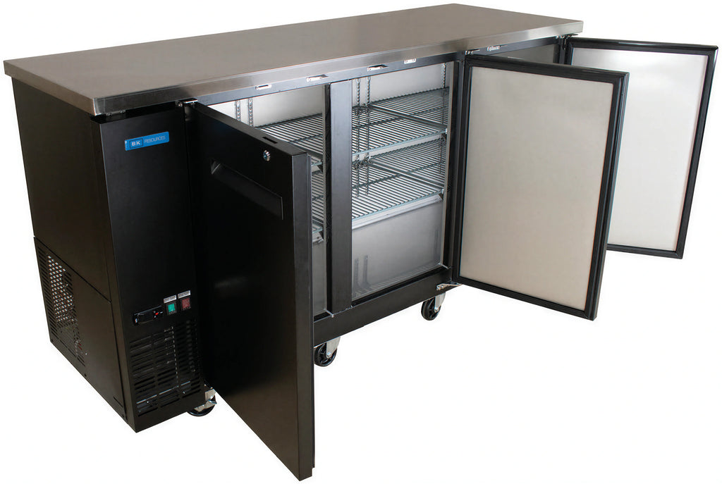 BK Resources Back Bar Refrigerator — 72″, 3 Glass Doors