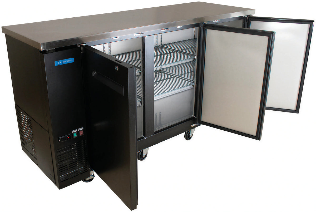 BK Resources Back Bar Refrigerator — 72″, 3 Glass Doors