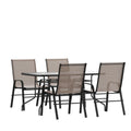 Patio Table & 4 Chairs — 55″, Brown