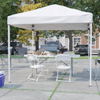 Pop-Up Canopy, Folding Table & 4 Chairs — 8' x 8'