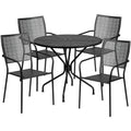 Round Patio Table & 4 Chairs — 35-1/4″, Black