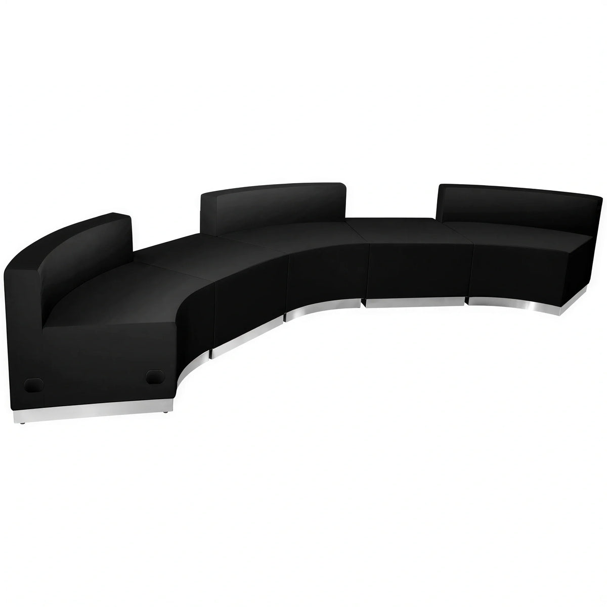 Alon Modular Black Reception Seating Set with 3 Concave Chairs and 2 Ottomans