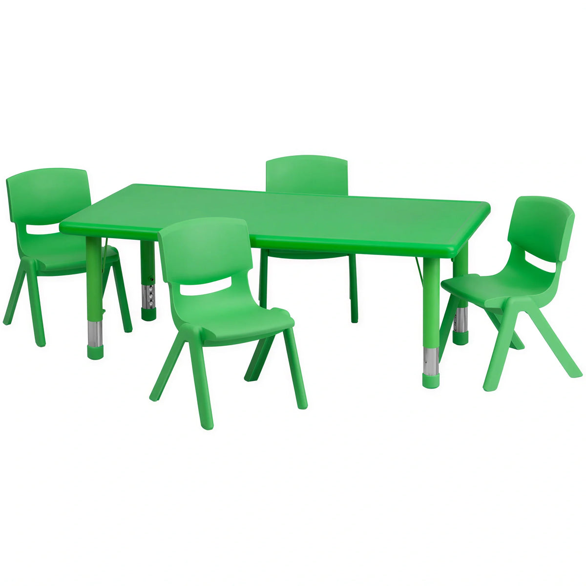 Rectangular Activity Table & 4 Chairs — Green