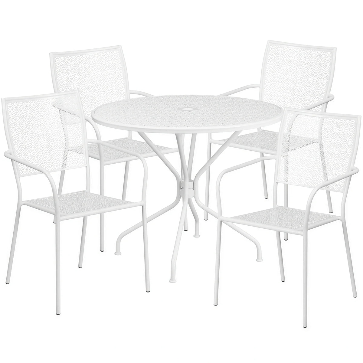 Round Patio Table & 4 Chairs — White (CO-35RD-02CHR4-WH)