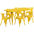 Rectangular Dining Table & 6 Chairs — 63″, Yellow
