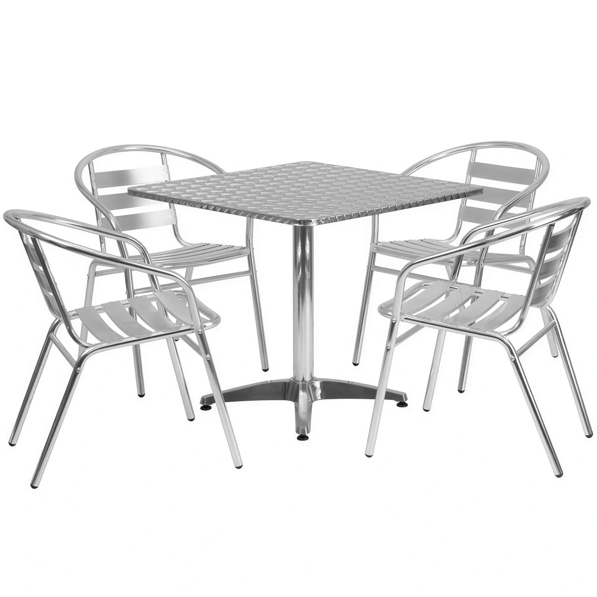 Square Dining Table & 4 Chairs — 31-1/2″ (TLH-ALUM-32SQ-017BCHR4)