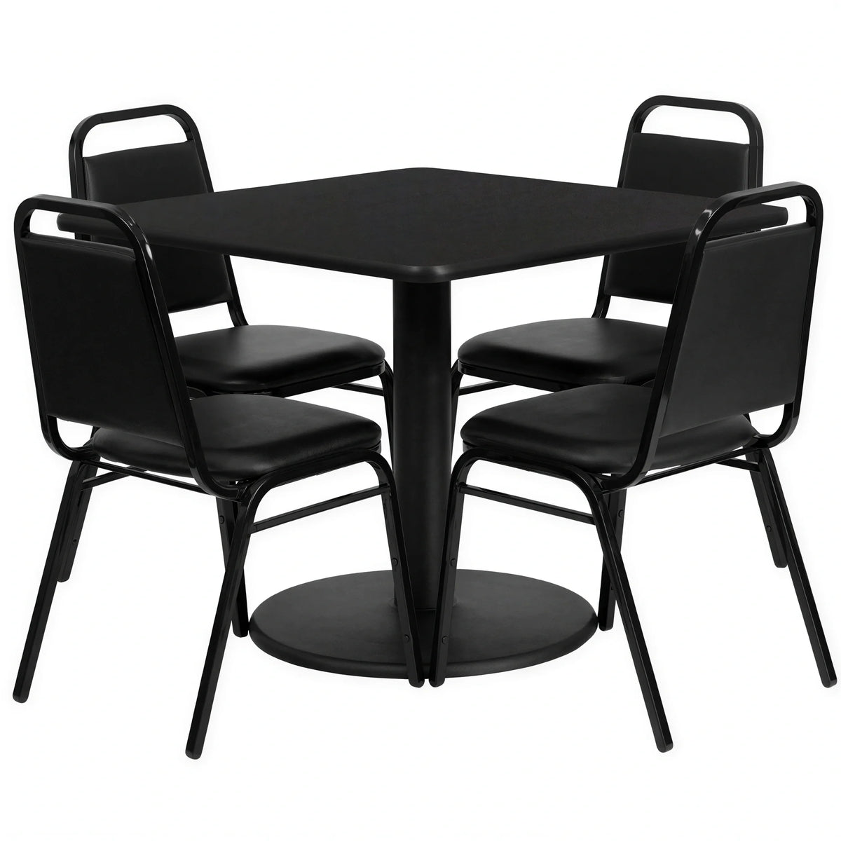 Square Dining Table & 4 Chairs — 36″, Black (RSRB1009)