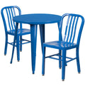 Round Dining Table & 2 Chairs — 30″, Blue (CH-51090TH-2-18VRT-BL)