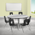 Round Activity Table & 6 Chairs — 60″, Gray/Black (XU-GRP-18CH-A60-HCIRC-GY-T-A)