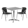 Square Dining Table & 2 Chairs — 27-1/2″, Black