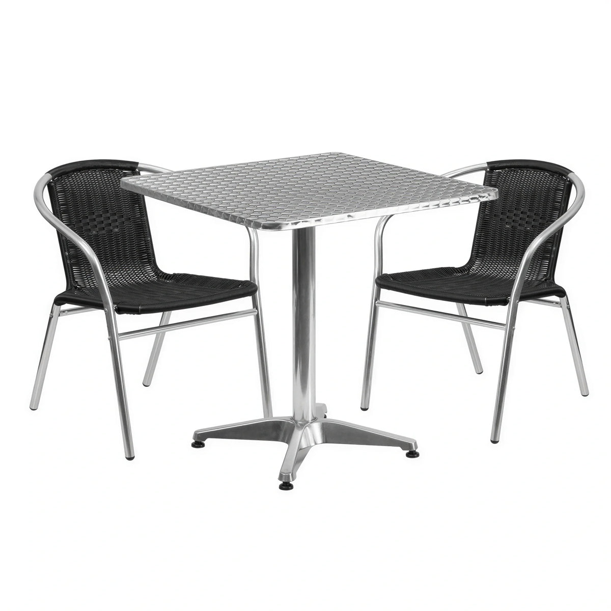 Square Dining Table & 2 Chairs — 27-1/2″, Black