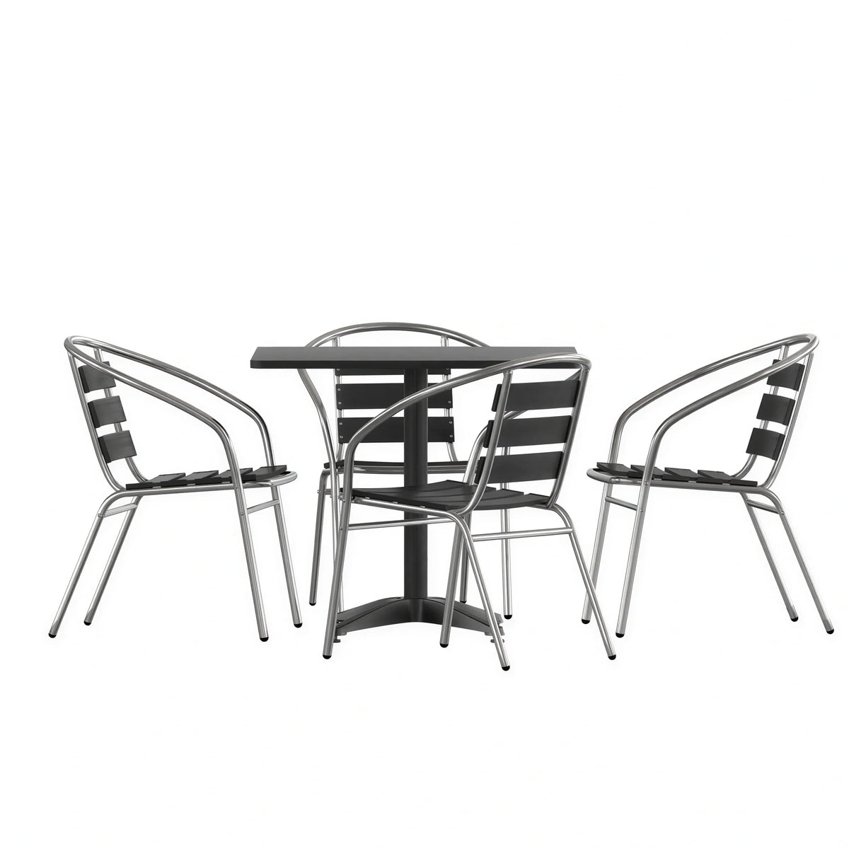 Square Dining Table & 2 Chairs — Black (TLH-ALUM-32SQ-017BK4)