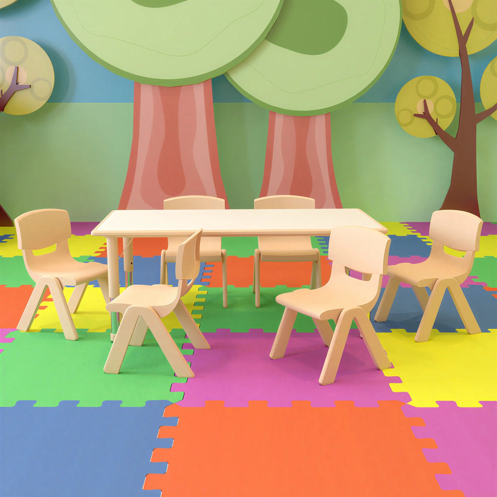 Rectangular Activity Table & 6 Chairs (YU-YCY-060-0036-RECT-TBL-NAT)