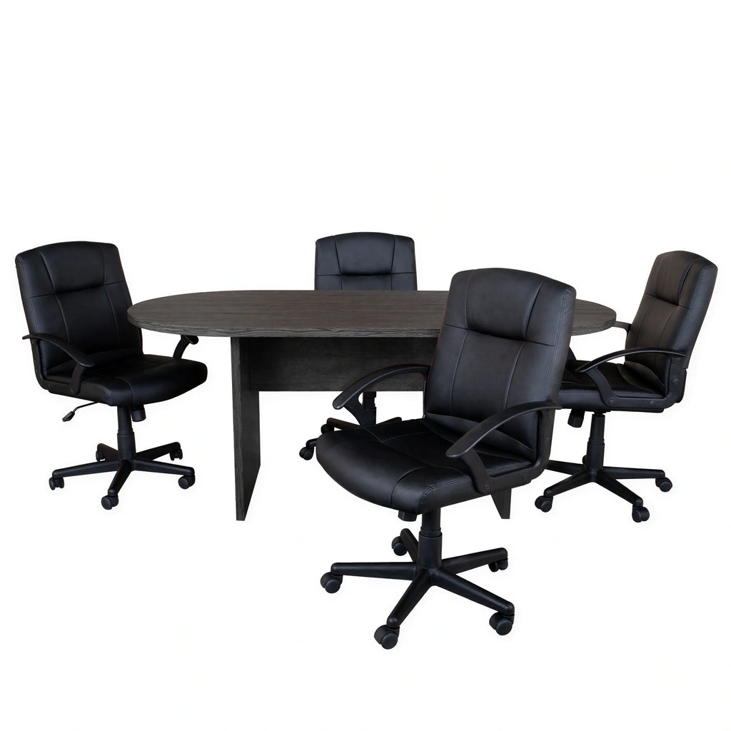 Oval Dining Table & 4 Chairs — Gray/Black (BLN-6GCGRYX000-BK)