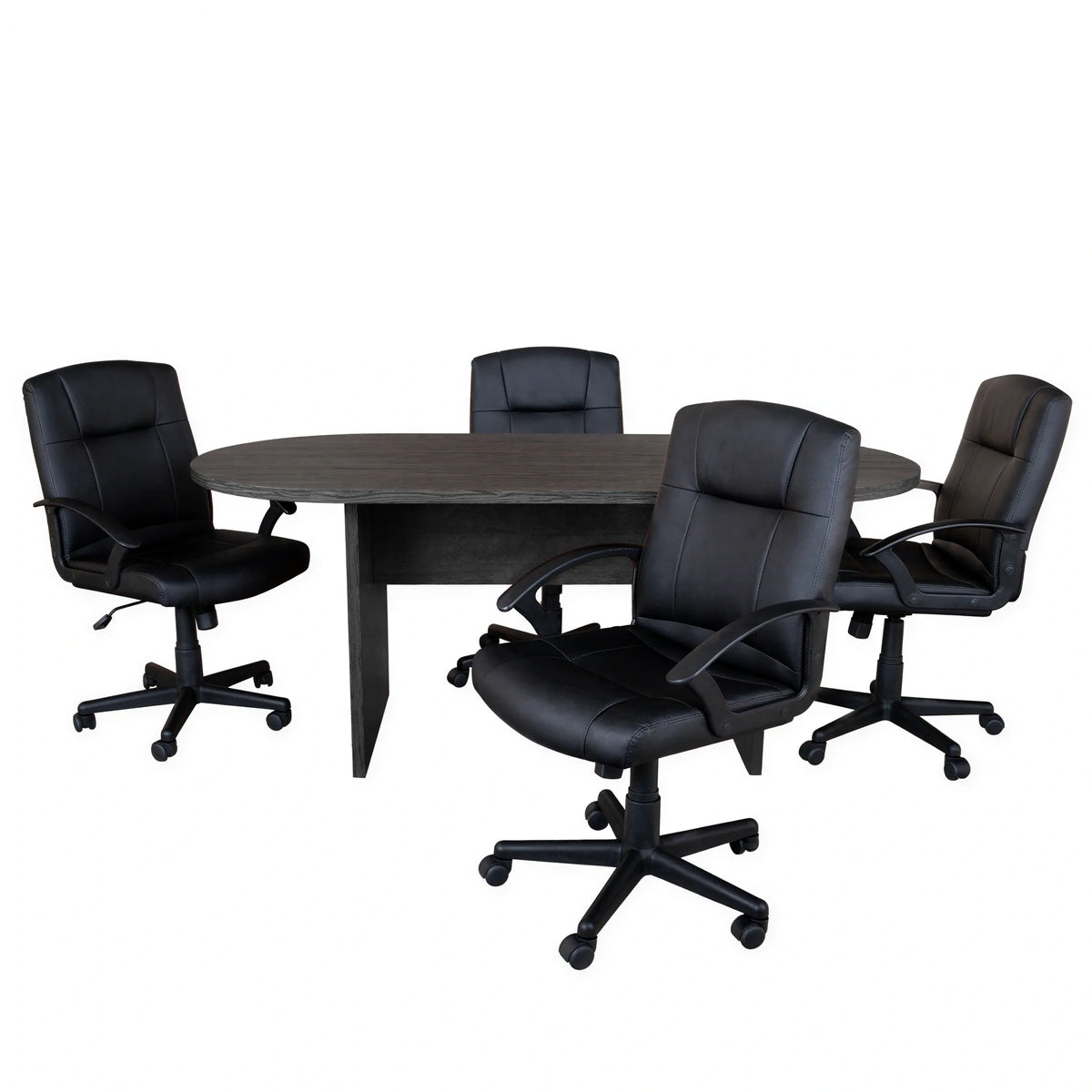 Oval Dining Table & 4 Chairs — Gray/Black (BLN-6GCGRYX000-BK)