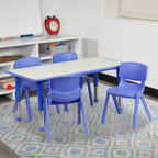 Rectangular Activity Table & 4 Chairs — Gray/Blue