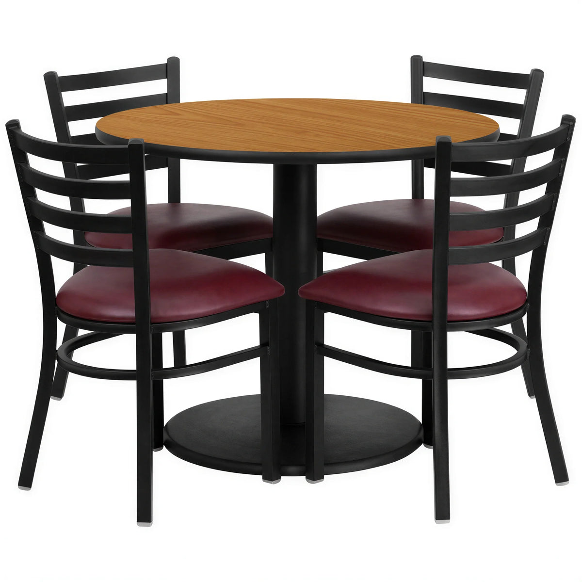 Round Dining Table & 4 Chairs — 36″, Natural