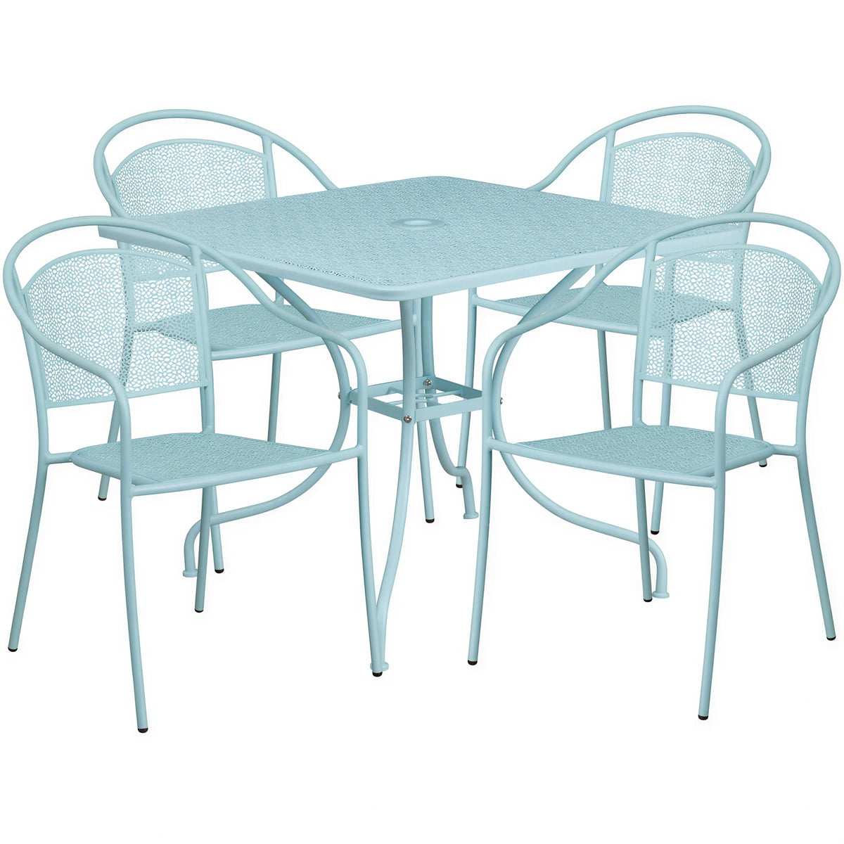 Square Patio Table & 4 Chairs — Sky Blue (CO-35SQ-03CHR4-SKY)