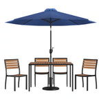 Rectangular Patio Table & 4 Chairs — 48″, With Umbrella (XU-DG-304860364-UB19BNV)