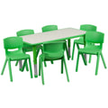 Rectangular Activity Table & 6 Chairs — Green/Gray