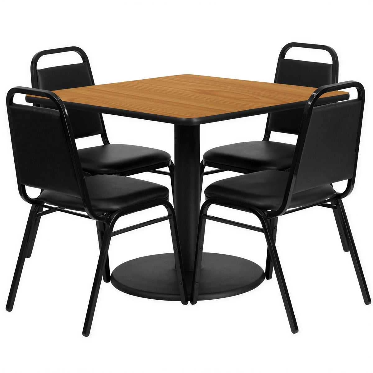 Square Dining Table & 4 Chairs — 36″, Black (RSRB1011)