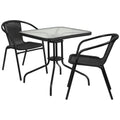 Square Dining Table & 2 Chairs — Black (TLH-073SQ-037BK2)