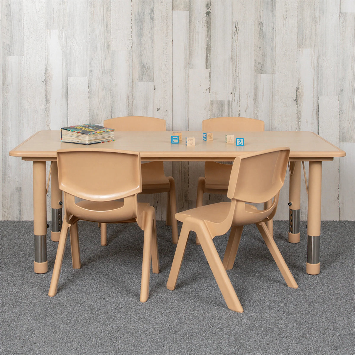 Rectangular Activity Table & 4 Chairs — Natural (YU-YCY-060-0034-RECT-TBL-NAT)