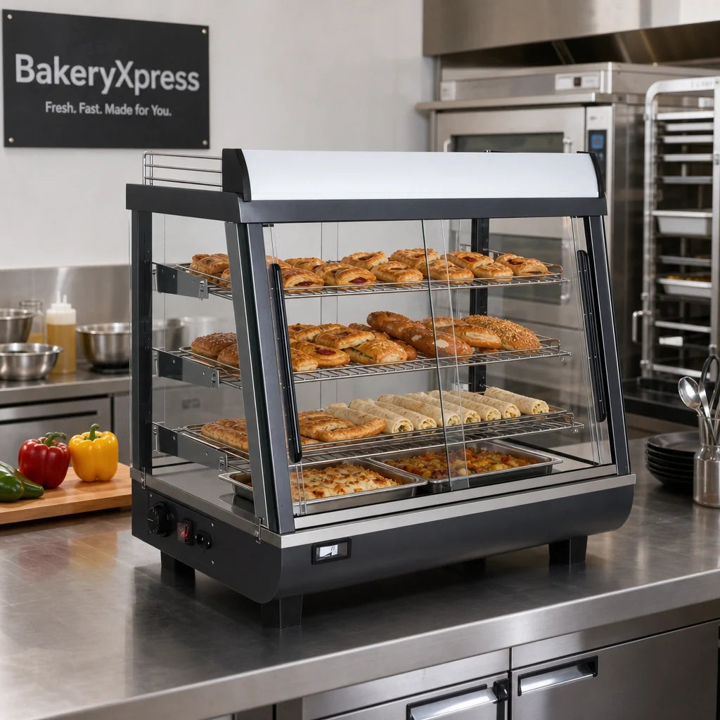 DoughXpress Heated Food Display — 27″, 3 Shelves