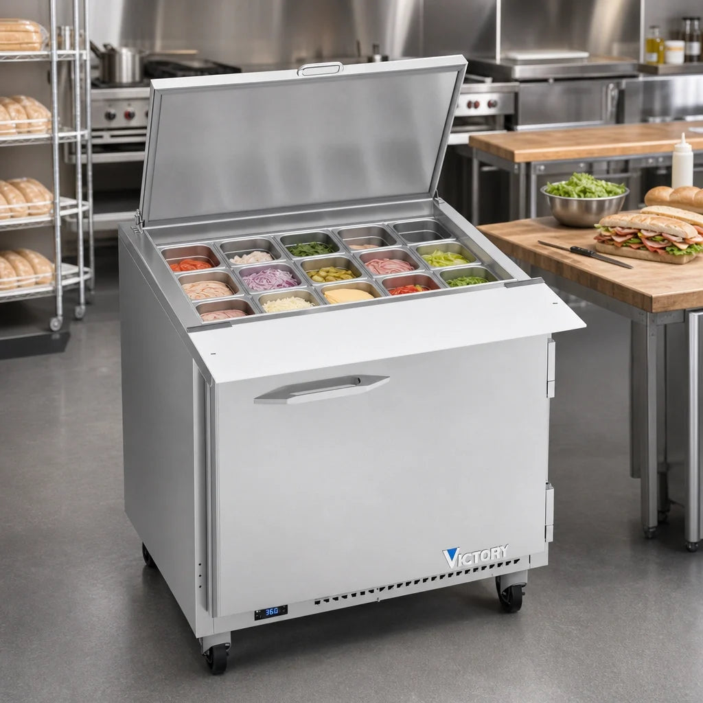 Victory Sandwich Prep Refrigerator — 36″, 15 Pans