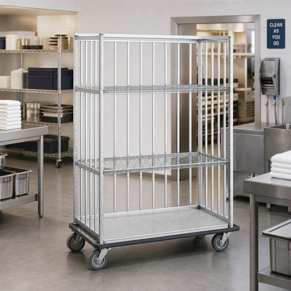 Metro Rolling Linen Cart — Chrome, 60″ × 24″