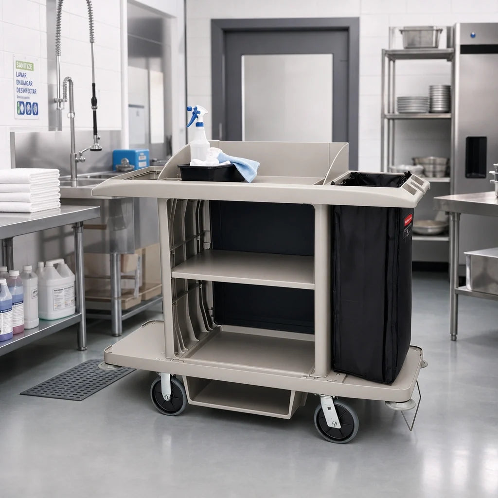 Rubbermaid Housekeeping Cart — Full Size, Platinum