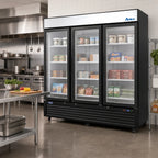 Atosa Glass-Door Display Freezer — 3 Sections, 68 Cu. Ft.