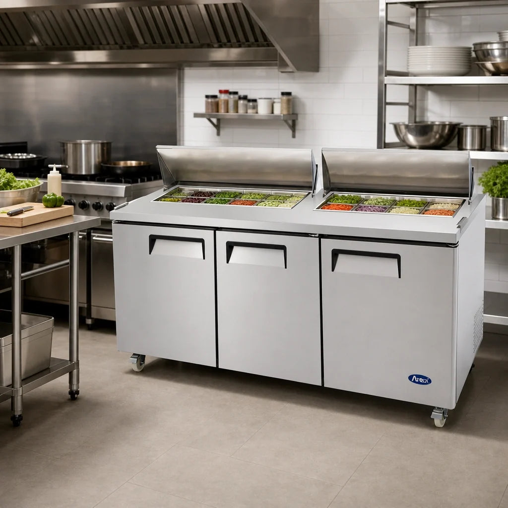 Atosa Sandwich Prep Refrigerator — 72.7″, 30 Pans