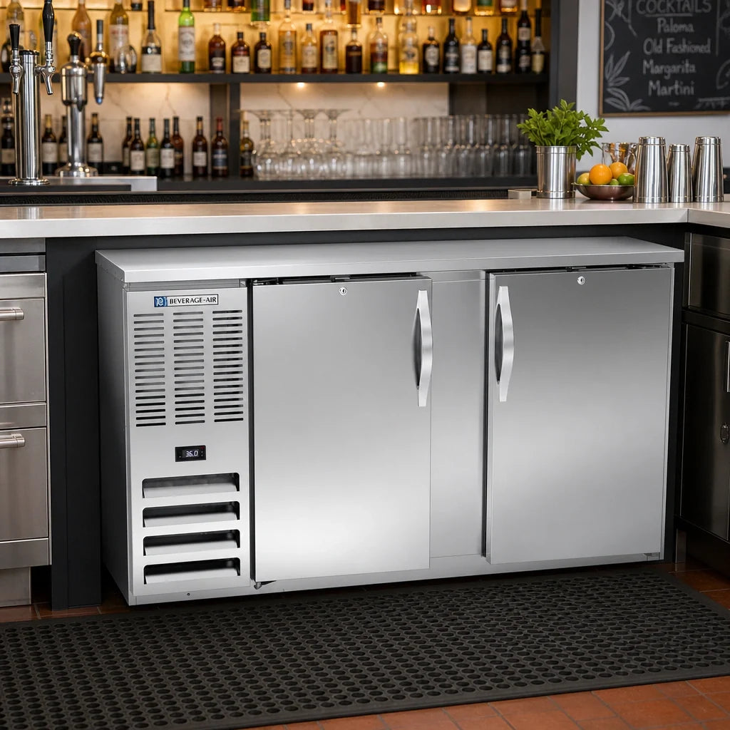 Beverage-Air Back Bar Refrigerator — 58″, Solid Doors, Stainless