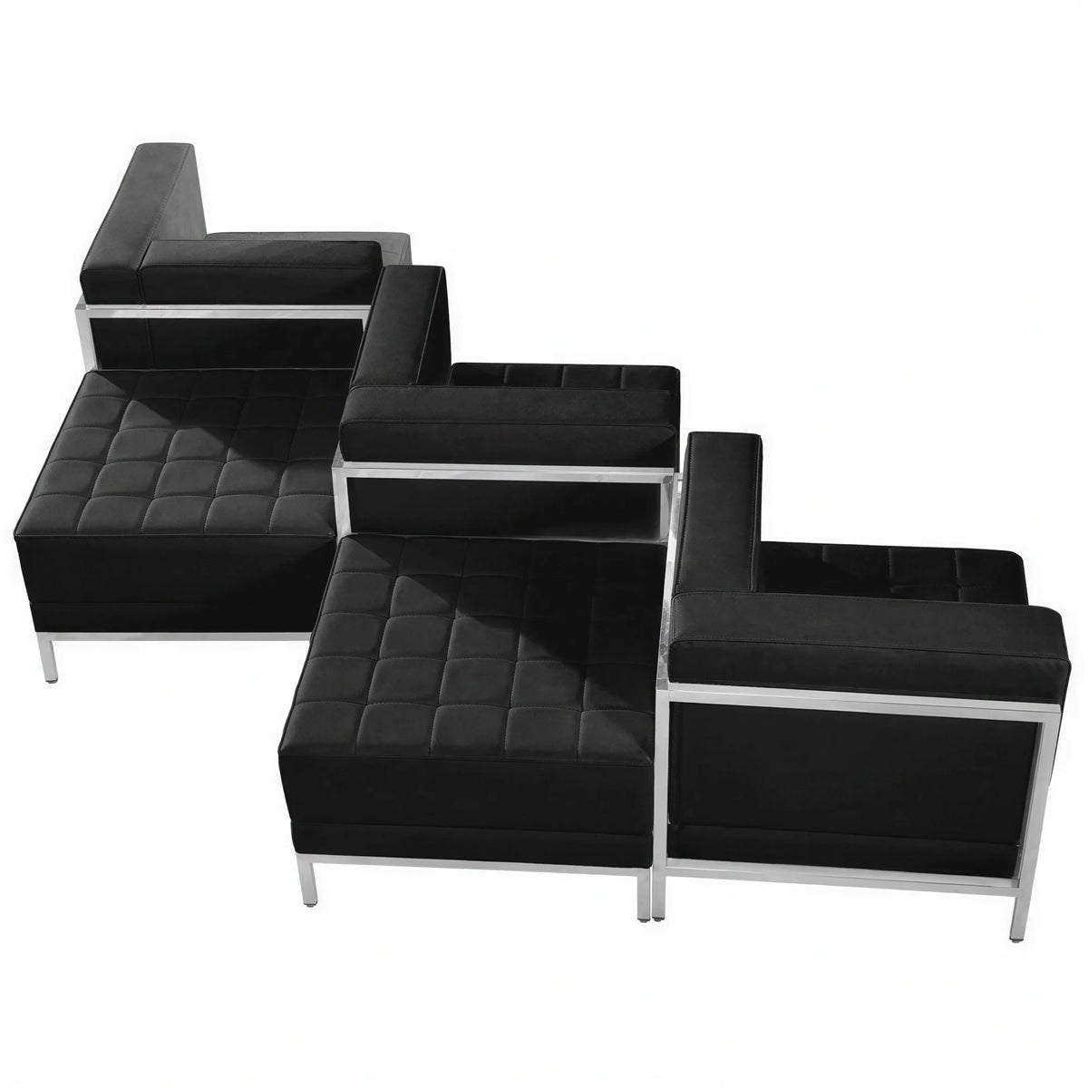 Imagination Modular Black LeatherSoft Chair & Ottoman Set