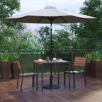 Square Patio Table & 2 Chairs — 35″, Gray, With Umbrella