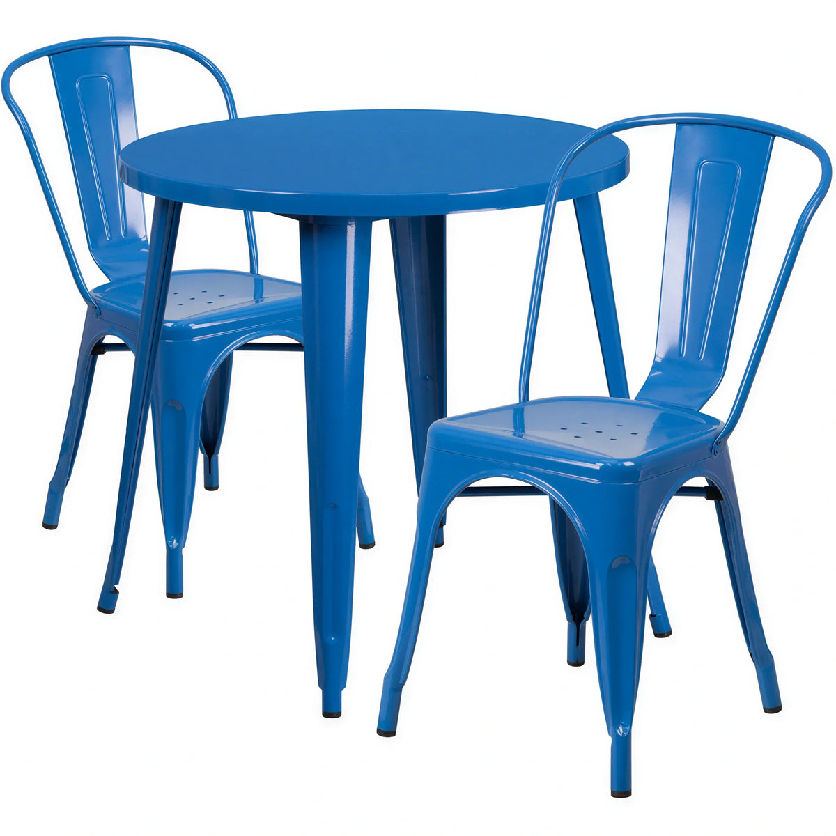 Round Dining Table & 2 Chairs — Blue