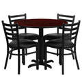 Round Dining Table & 4 Chairs — 36″, Mahogany/Black (HDBF1030)