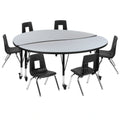 Round Activity Table & 6 Chairs — 60″ (XU-GRP-14CH-A60-HCIRC-GY-T-P-CAS)